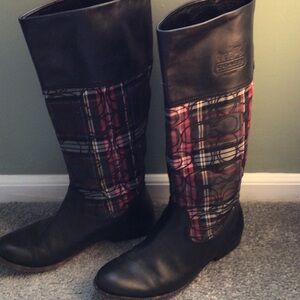 Coach Black and Plaid Heeled Boots